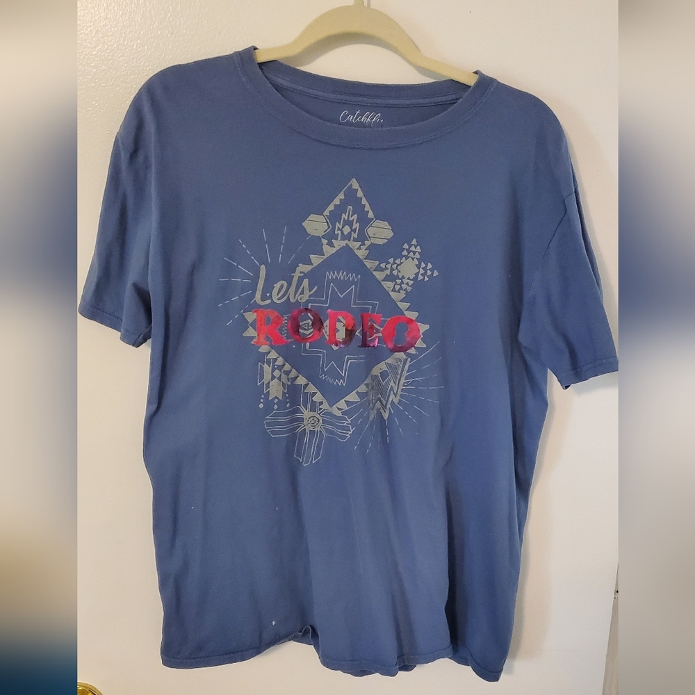 One ladies tee "Let's Rodeo" size lg